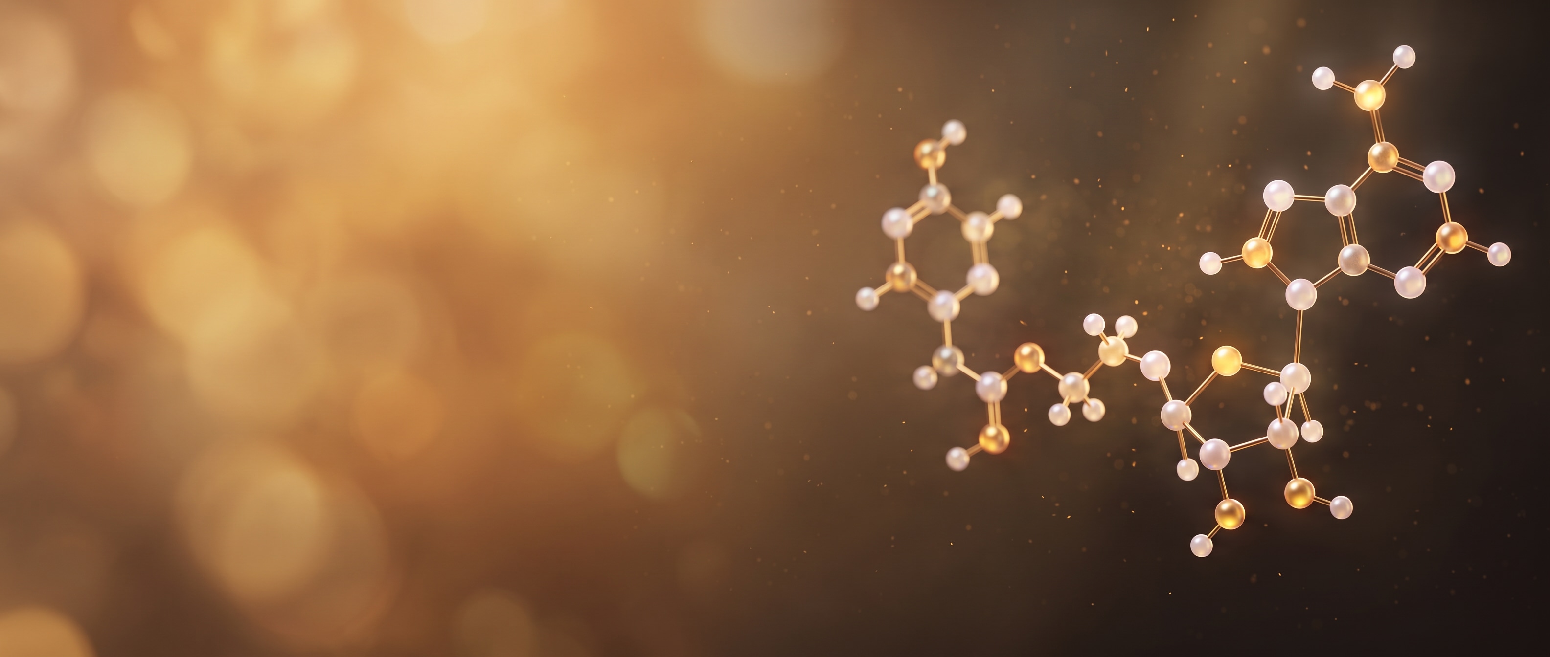 Molecular structure against a warm golden background