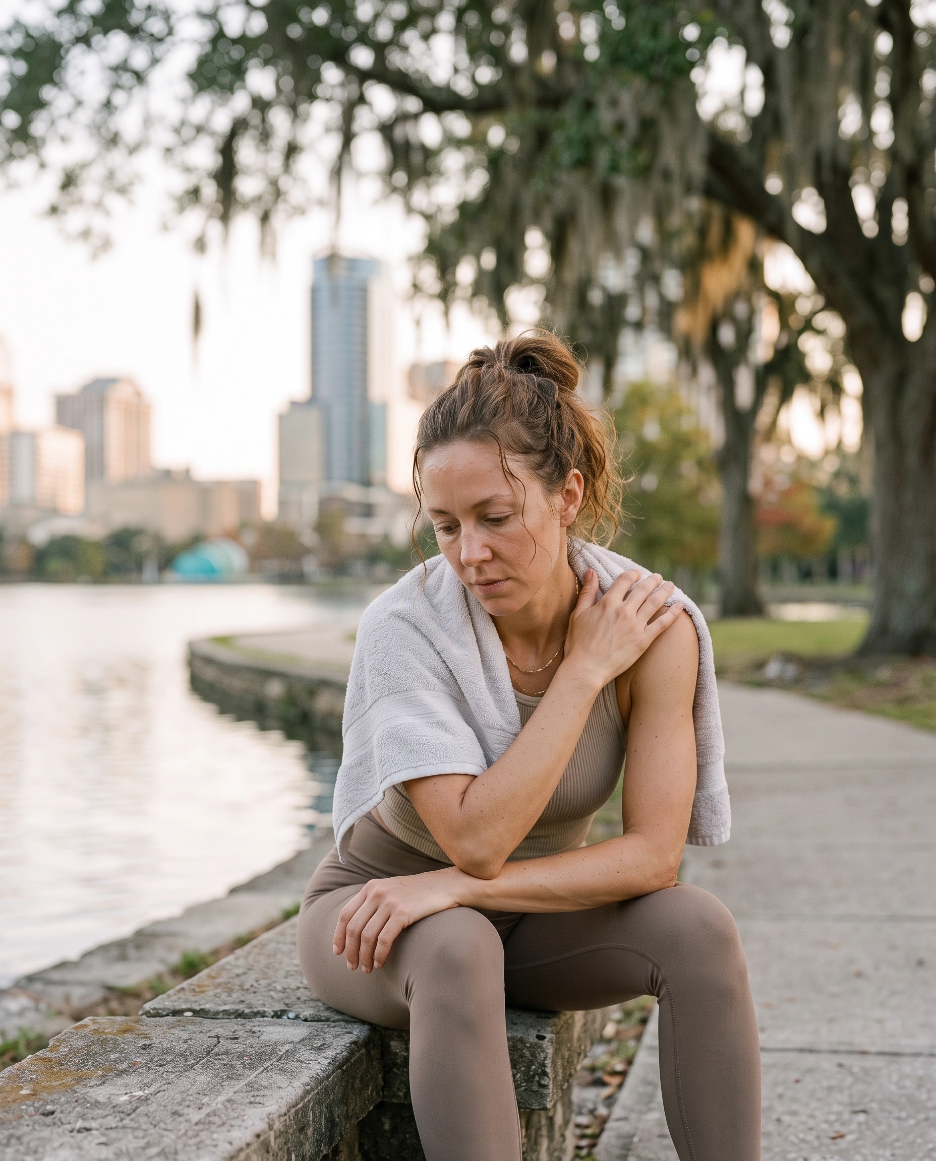 Woman resting after exercise outdoors