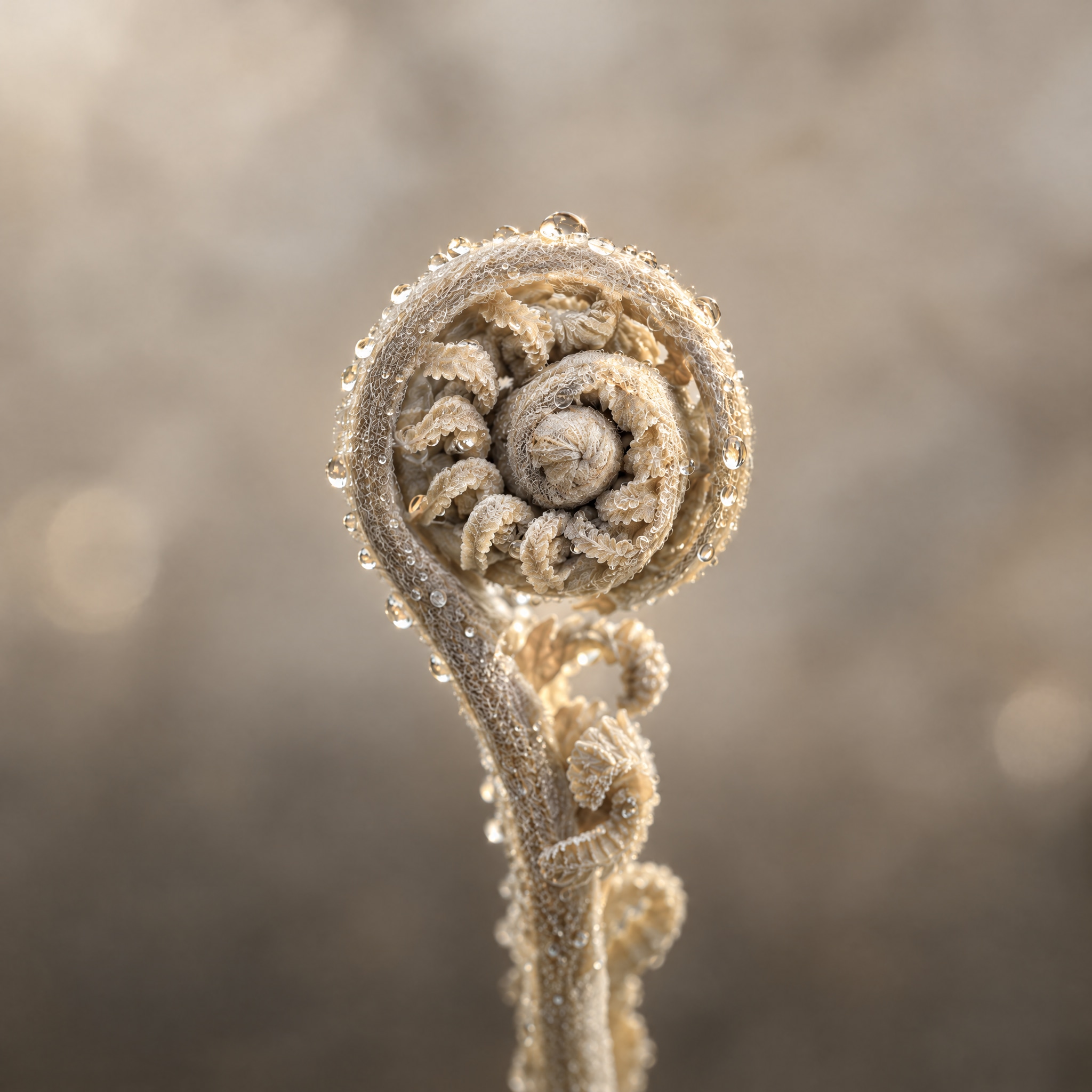 Cellular renewal A curled fern frond beginning to unfold