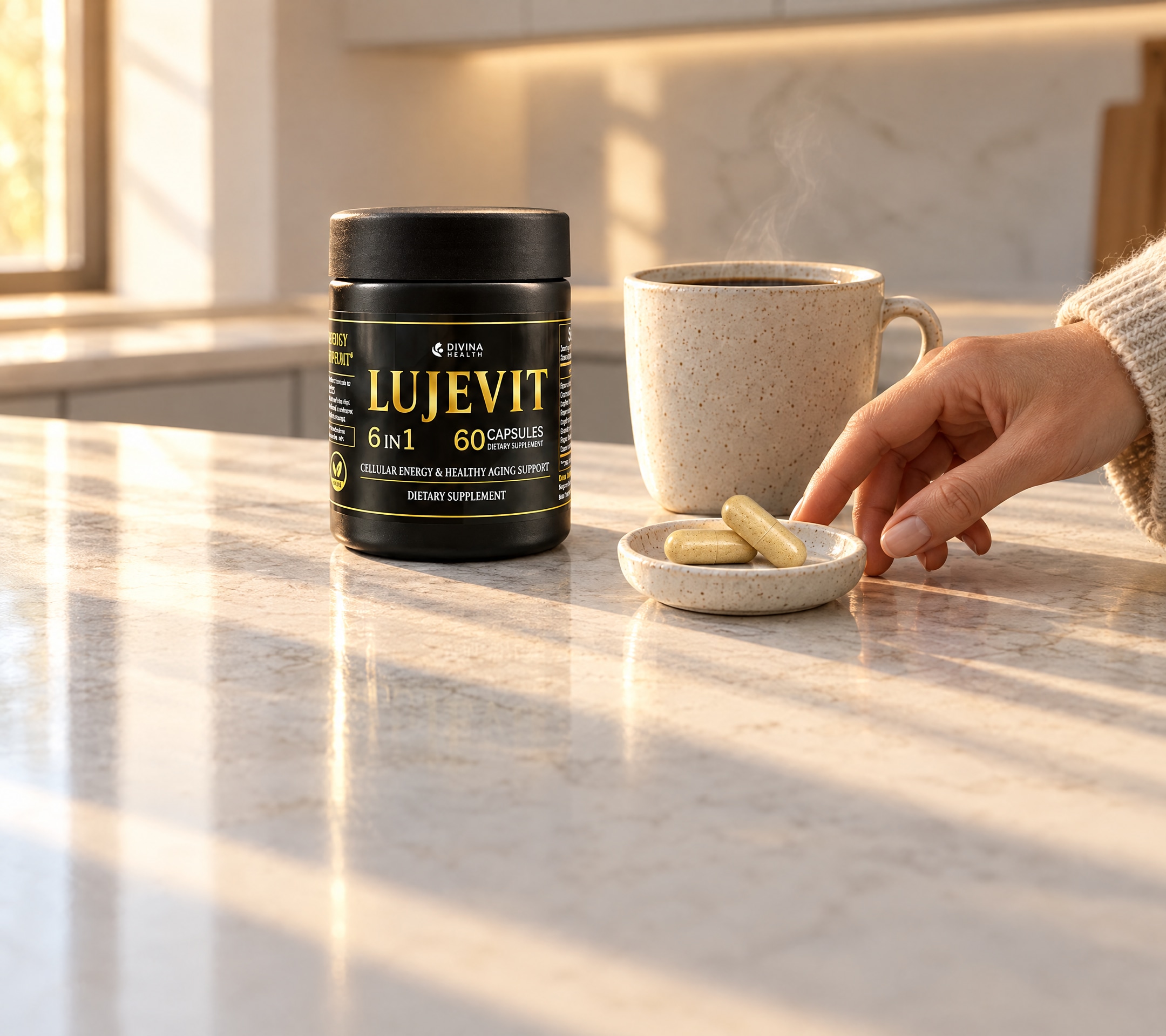 Every day Taking Lujevit capsules as part of a daily morning routine