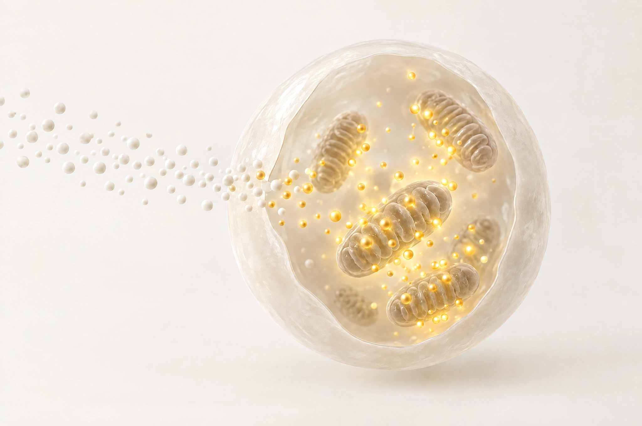 Illustration of cellular energy production inside mitochondria